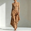 off-Shoulder Slim Fit Top With Wide Leg Pants Two-Piece Set