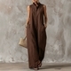 sleeveless Linen Wide-Leg Jumpsuit With Stand Collar