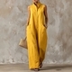 sleeveless Linen Wide-Leg Jumpsuit With Stand Collar