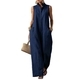 sleeveless Linen Wide-Leg Jumpsuit With Stand Collar