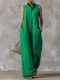 sleeveless Linen Wide-Leg Jumpsuit With Stand Collar