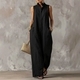 sleeveless Linen Wide-Leg Jumpsuit With Stand Collar