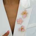 vintage Pink Flower Brooch Irregular Three-Petal Pin