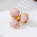 vintage Pink Flower Brooch Irregular Three-Petal Pin
