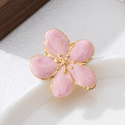 vintage Pink Flower Brooch Irregular Three-Petal Pin
