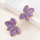 elegant Enamel Leaf Flower Stud Earrings For Women