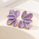 elegant Enamel Leaf Flower Stud Earrings For Women