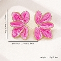 elegant Enamel Leaf Flower Stud Earrings For Women