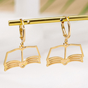 golden yellow minimalist Hollow Book Earrings For Graduation And Back To School