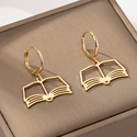 golden yellow minimalist Hollow Book Earrings For Graduation And Back To School