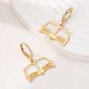 golden yellow minimalist Hollow Book Earrings For Graduation And Back To School