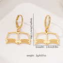golden yellow minimalist Hollow Book Earrings For Graduation And Back To School