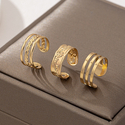 golden yellow geometric Line Toe Ring Set For Women - 3 Piece Metal Beach Jewelry
