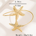 golden yellow 3D Starfish Metal Rotating Open Armband For Women