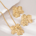 golden yellow personalized Irregular Pleated Stud Earrings And Pendant Necklace Set