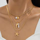 golden yellow ocean Shell Starfish Necklace Set For Women