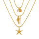 golden yellow ocean Shell Starfish Necklace Set For Women