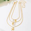 golden yellow ocean Shell Starfish Necklace Set For Women