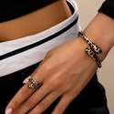 leopard Print Set leopard Print Bracelet And Ring Set Retro Daily Wear Jewelry