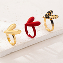 multi-color 3-Piece Metal Heart Ring Set For Women