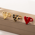multi-color 3-Piece Metal Heart Ring Set For Women