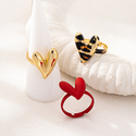 multi-color 3-Piece Metal Heart Ring Set For Women