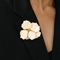 white vintage Gold Metal Flower Brooch For Women