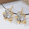 white gold metal Flower Stud Earrings For Women - Simple Vacation Style