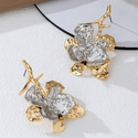 white gold metal Flower Stud Earrings For Women - Simple Vacation Style