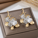 white gold metal Flower Stud Earrings For Women - Simple Vacation Style