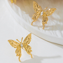 gold textured Butterfly Stud Earrings For Women Simple Fashion Jewelry