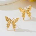 gold textured Butterfly Stud Earrings For Women Simple Fashion Jewelry