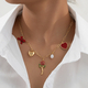 gold necklace elegant Red Heart Faux Pearl Bow Necklace For Women