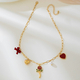 gold necklace elegant Red Heart Faux Pearl Bow Necklace For Women