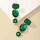 green Rhinestone Drop Earrings Light Luxury Style