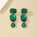green Rhinestone Drop Earrings Light Luxury Style