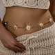 golden yellow irregular Metal Sun Waist Chain For Women