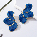 blue elegant Oil-Drip Maple Leaf Flower Stud Earrings For Women