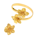 golden yellow elegant Flower Cross Stud Ring And Bracelet Jewelry Set For Women