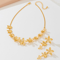 gold elegant Gold Metal Flower Earrings And Necklace Set