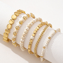 multi-color bohemian Woven Rice Bead Stretch Bracelet Set 6-Piece