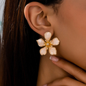 colorful Enamel Five-Petal Flower Stud Earrings For Women
