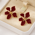 colorful Enamel Five-Petal Flower Stud Earrings For Women