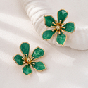 colorful Enamel Five-Petal Flower Stud Earrings For Women