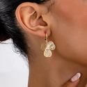 golden elegant Hollow Flower Faux Pearl Hoop Earrings For Women