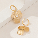 golden elegant Hollow Flower Faux Pearl Hoop Earrings For Women