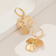 golden elegant Hollow Flower Faux Pearl Hoop Earrings For Women