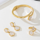 white elegant Five-Leaf Clover Metal Jewelry Set For Women