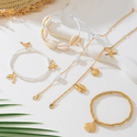 gold 5-Piece Shell Bead Bracelet Set Summer Beach Jewelry