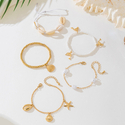 gold 5-Piece Shell Bead Bracelet Set Summer Beach Jewelry